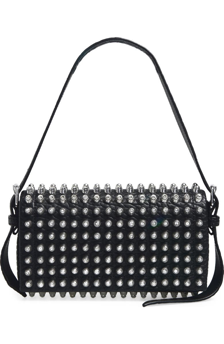 Alexander Wang Slim Ricco Crown Studded Leather Shoulder Bag, Main, color, Black