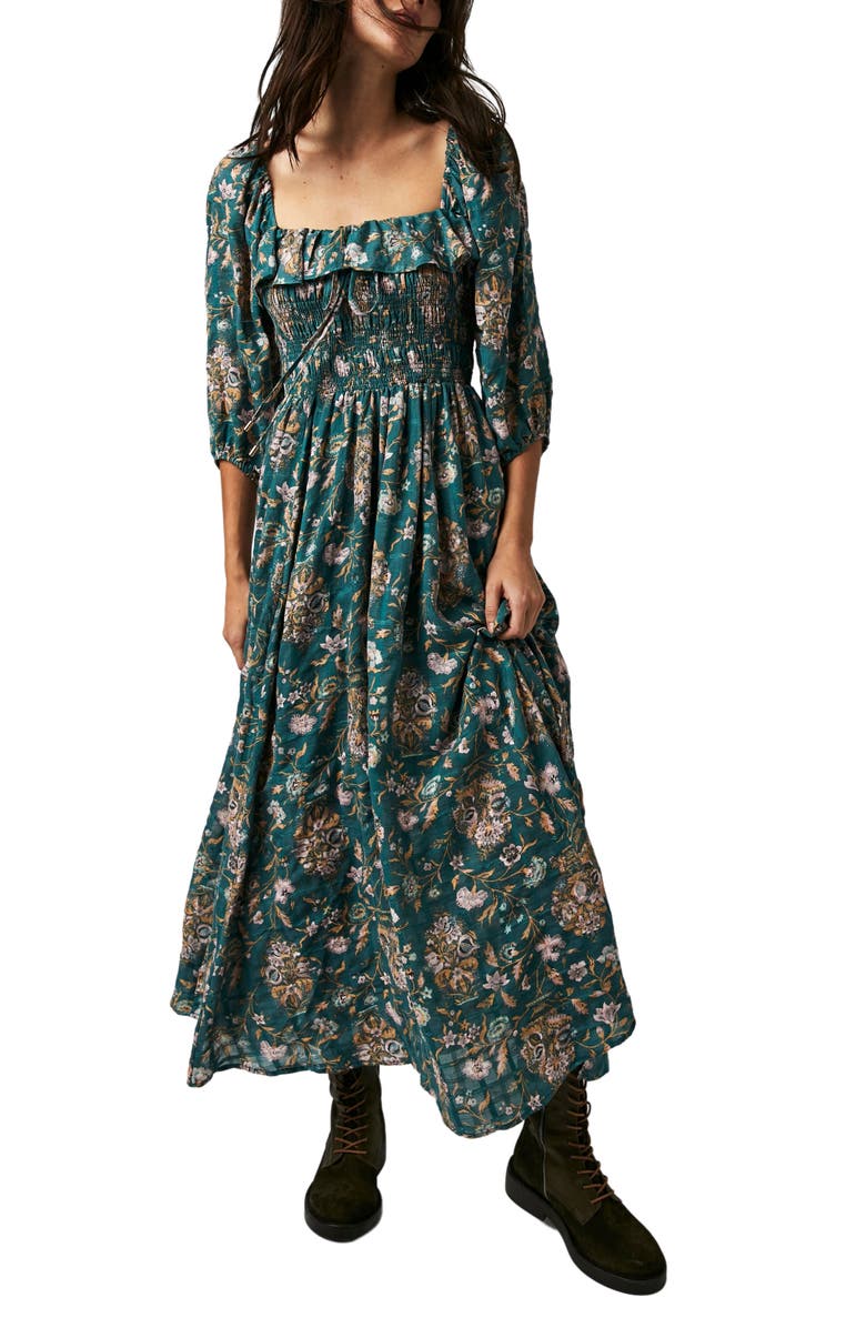 Free People Oasis Floral Smocked Maxi Dress, Main, color, 