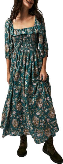 Oasis Floral Smocked Maxi Dress