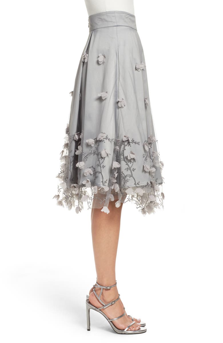 Eliza J Floral Appliqué Ball Skirt, Alternate, color,