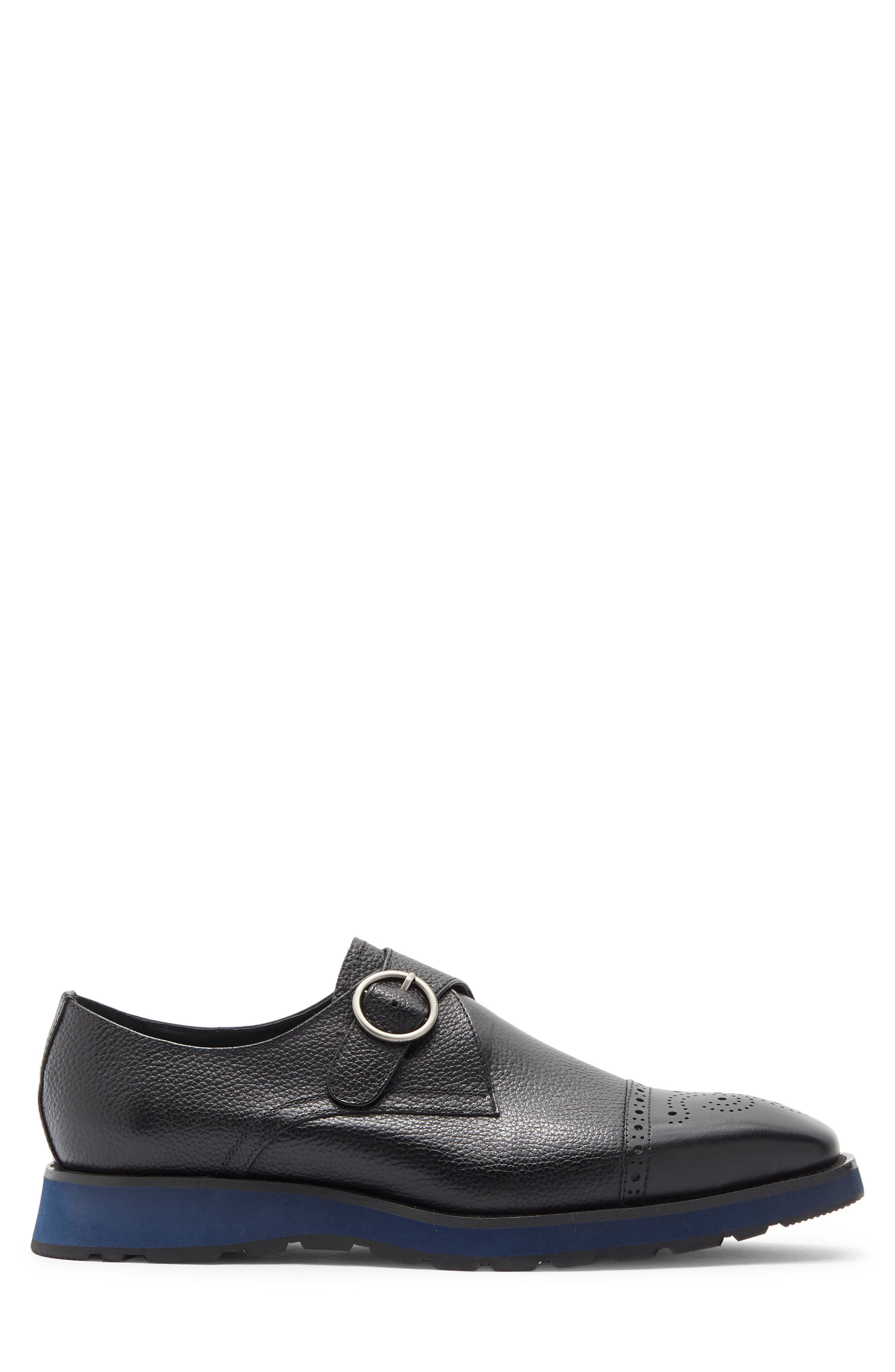 Maison Forte Coventry Hybrid Cap Toe Monk Strap Loafer, Alternate, color, Black