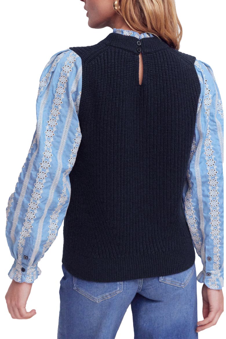 Mixed Media Sweater, Alternate, color, NAVY