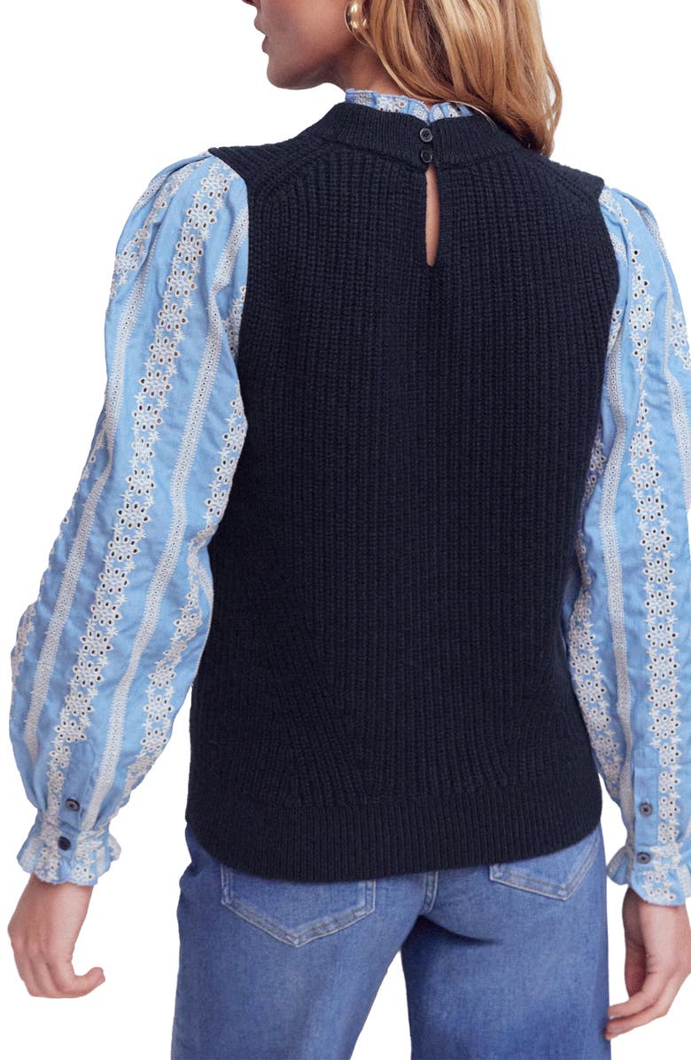 Boden Mixed Media Sweater, Alternate, color, Navy