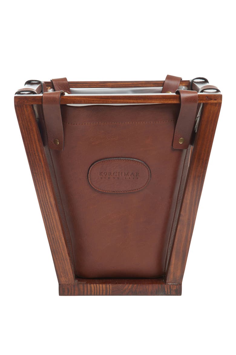 Winslow Leather Wastebasket, Alternate, color, Chocolate