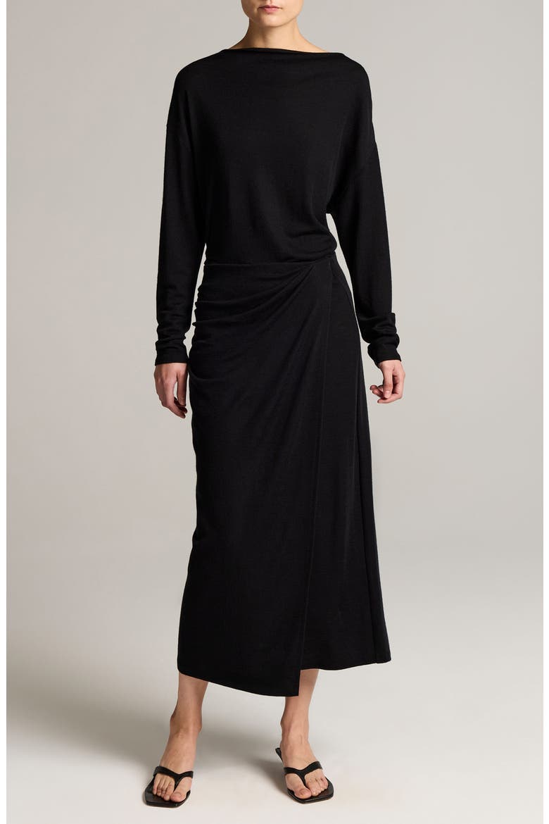 Ruched Drape Top, Alternate, color, BLACK