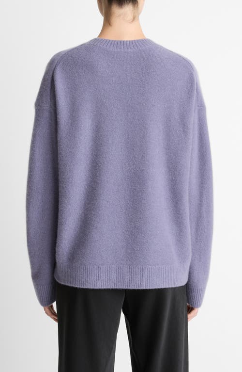 Vince Boiled Cashmere Crewneck Sweater In Purple