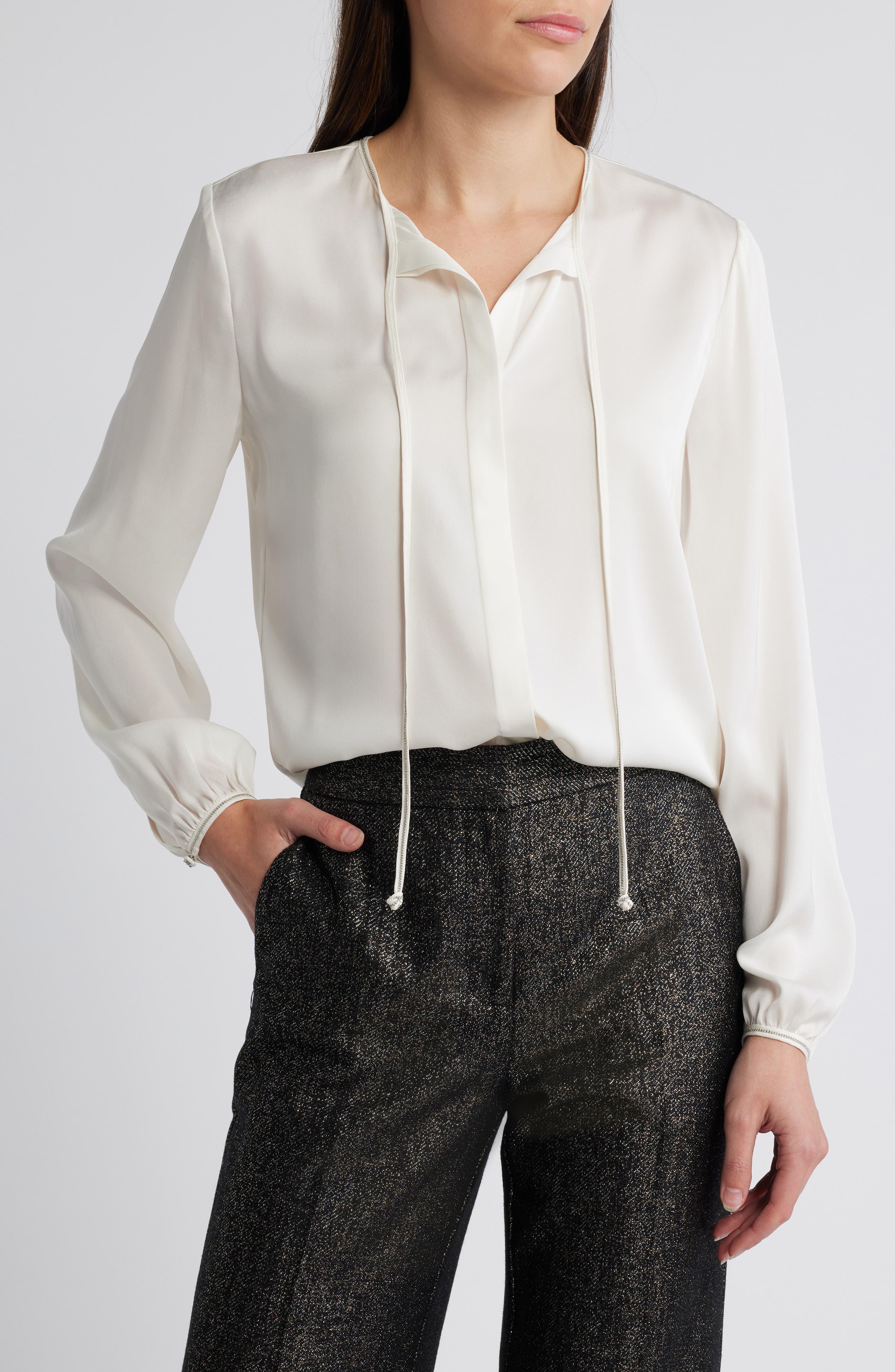 Eliza Silk Blend Button-Up Top - image 3