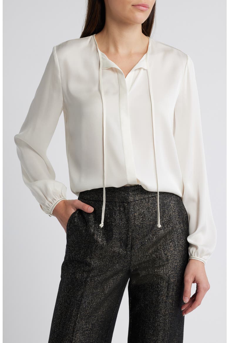 Eliza Silk Blend Button-Up Top, Main, color, IVORY