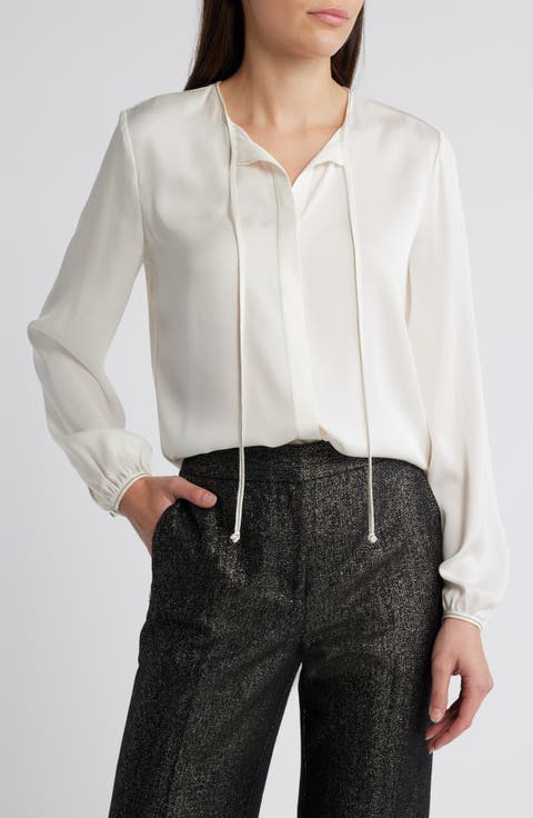 Eliza Silk Blend Button-Up Top