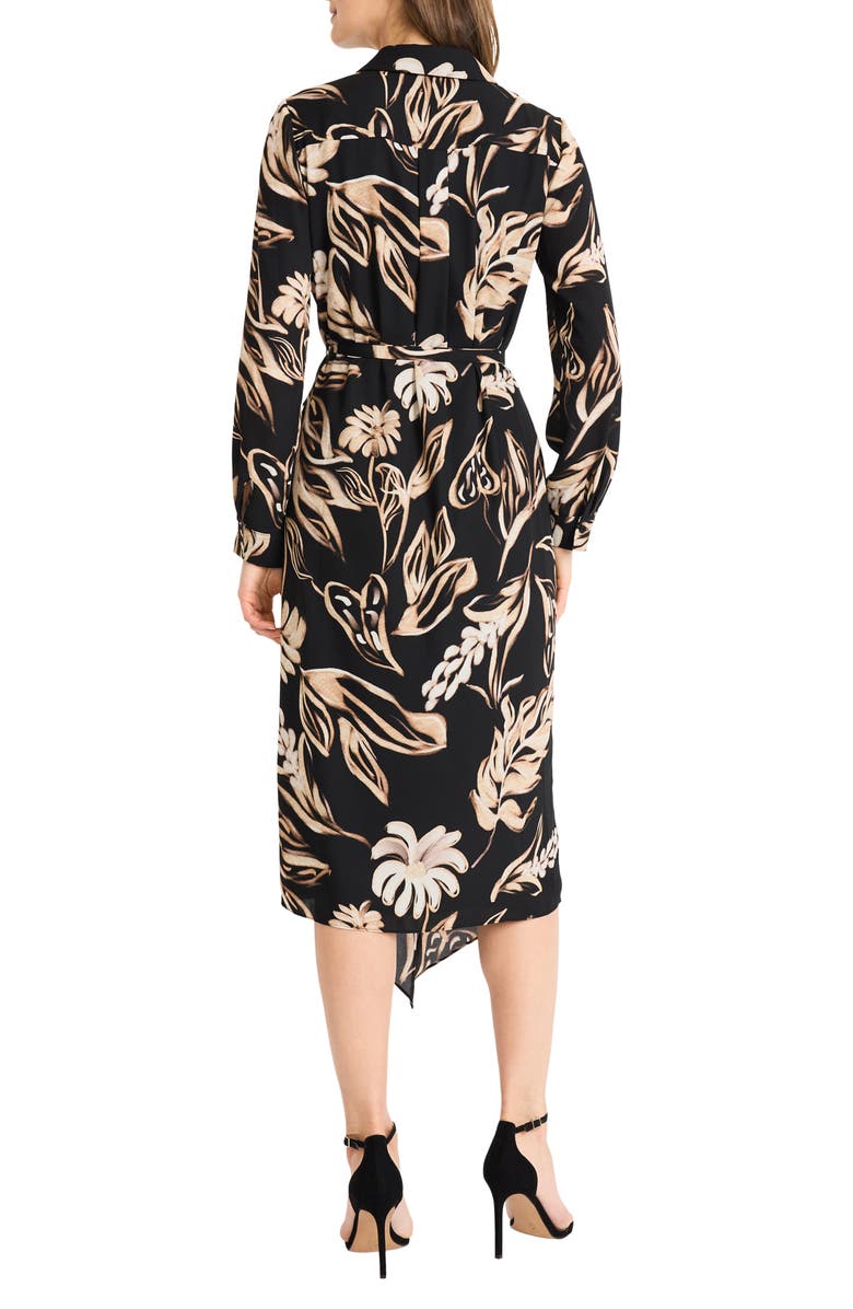 Maggy London Asymmetric Hem Long Sleeve Georgette Midi Wrap Dress, Alternate, color, 