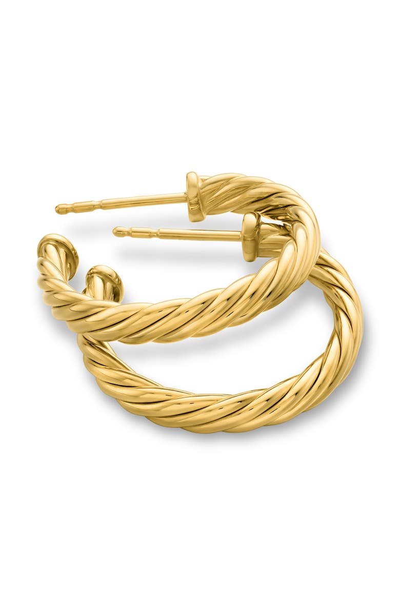 David Yurman Small Cablespira Hoop Earrings in 18K Yellow Gold, Alternate, color, Gold