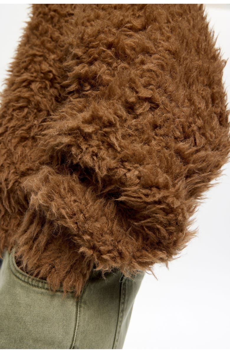 Bimba y Lola Alpaca Fur Cardigan, Alternate, color, Toffee