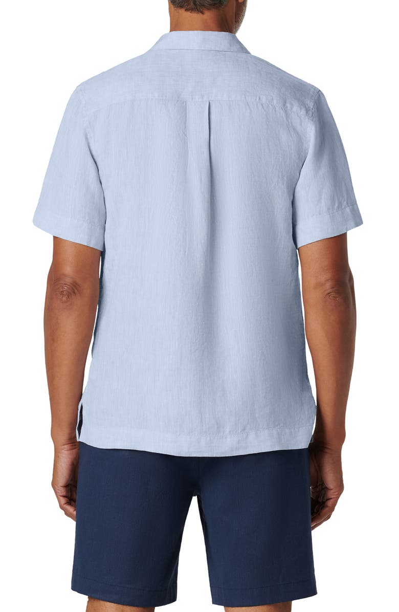 Bugatchi Linen Camp Shirt, Alternate, color, Sky