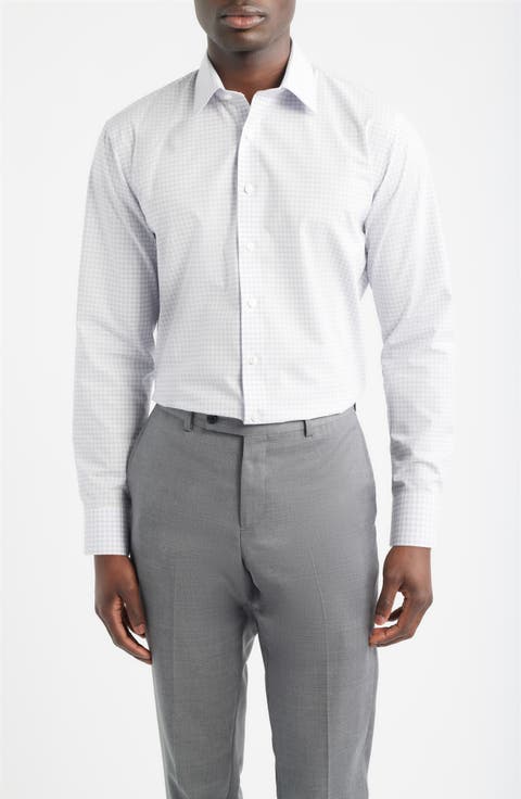 Trim Fit Check Non-Iron Cotton Dress Shirt (Regular, Big & Tall)