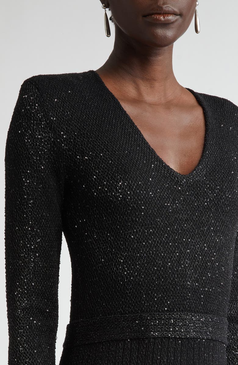 ST. JOHN Sequin Embroidered Long Sleeve Knit Dress, Alternate, color, 