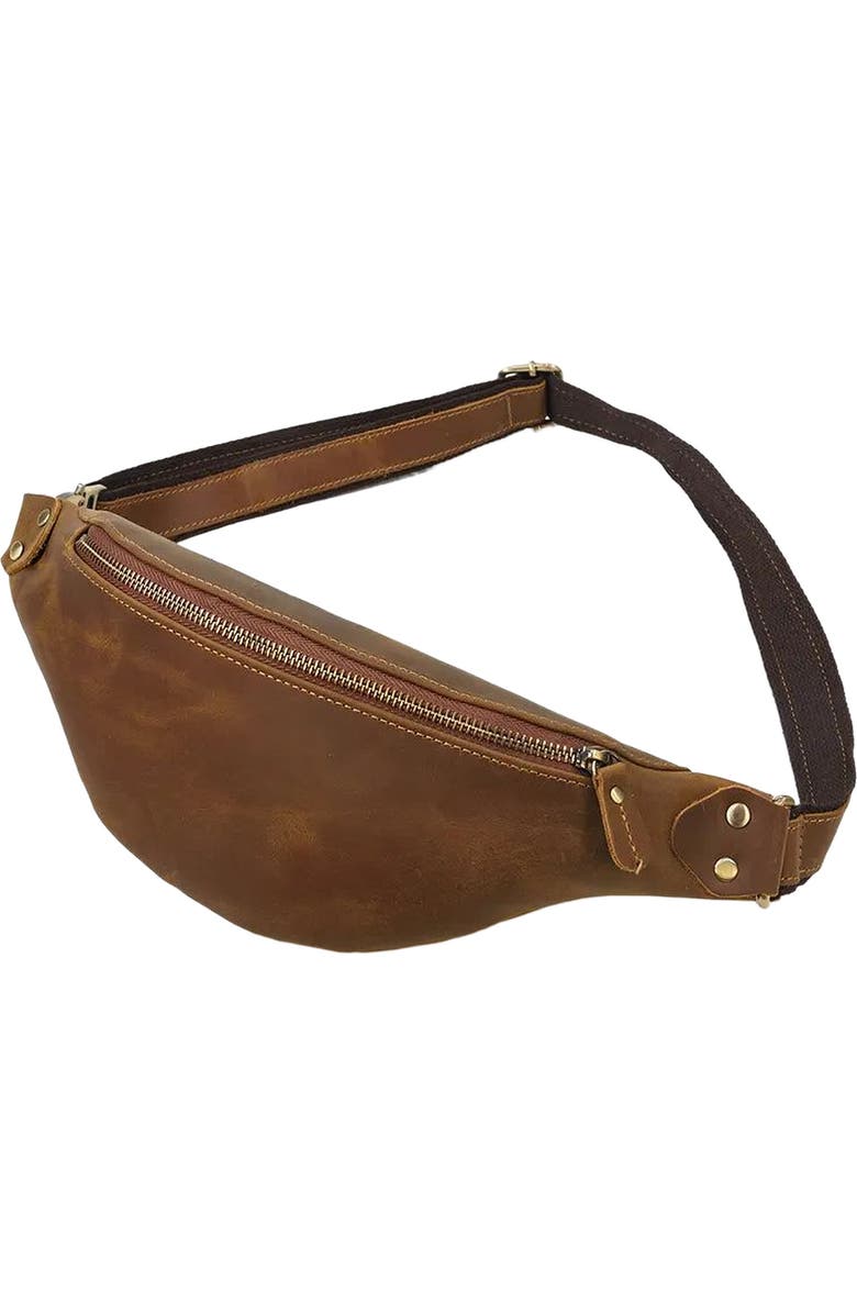 STEEL HORSE LEATHER Wagner Leather Waist Bag | Full Grain Leather Fanny Pack, Alternate, color, Brown