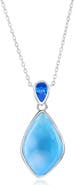 SIMONA Sterling Silver Larimar & Blue Cubic Zirconia Pendant Necklace