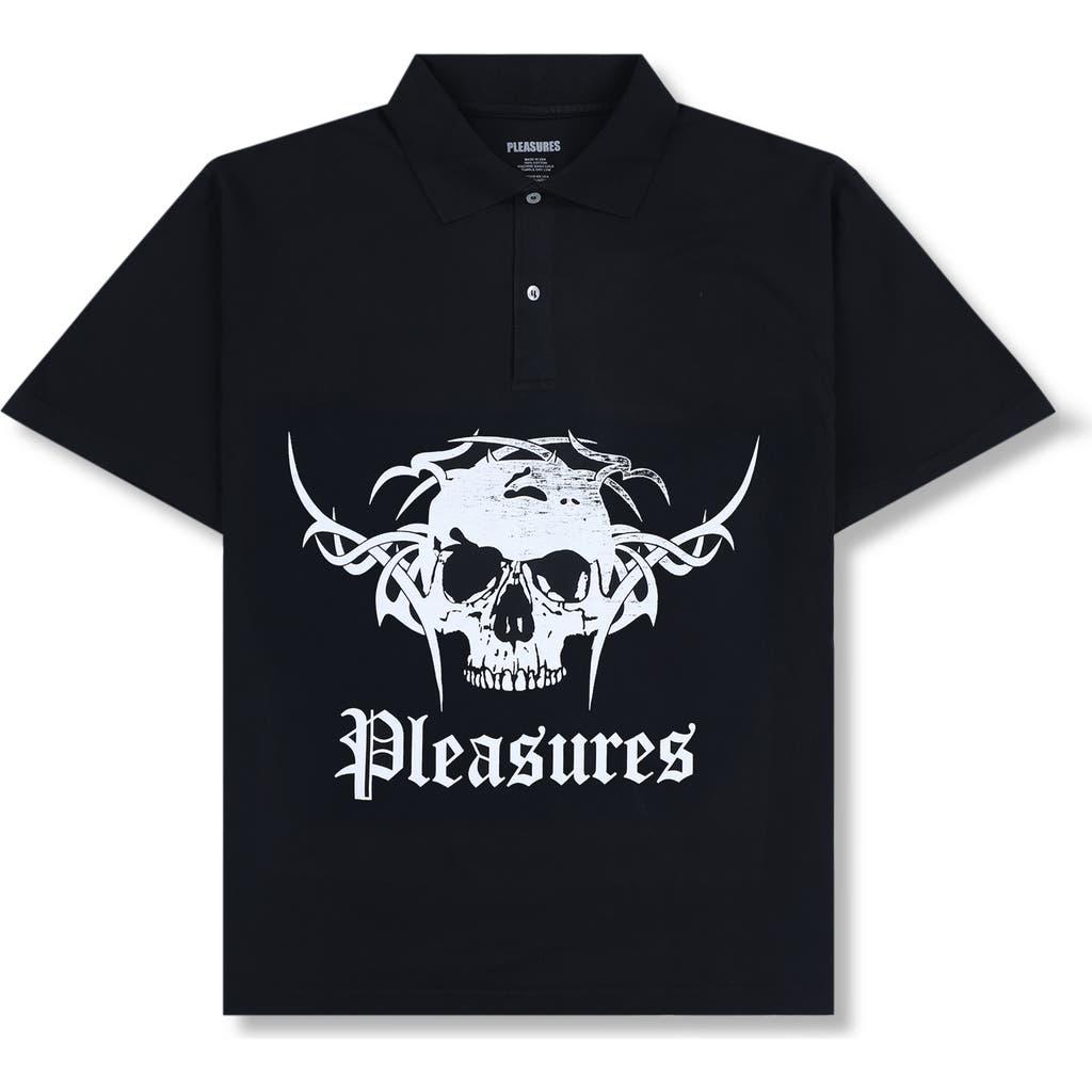 Pleasures Tradition Cotton Graphic Polo In Black