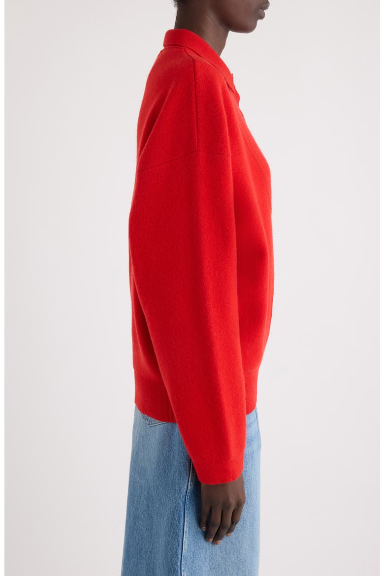 La Maille Vareuse Pallone Merino Wool & Cashmere Polo Sweater, Alternate, color, RED