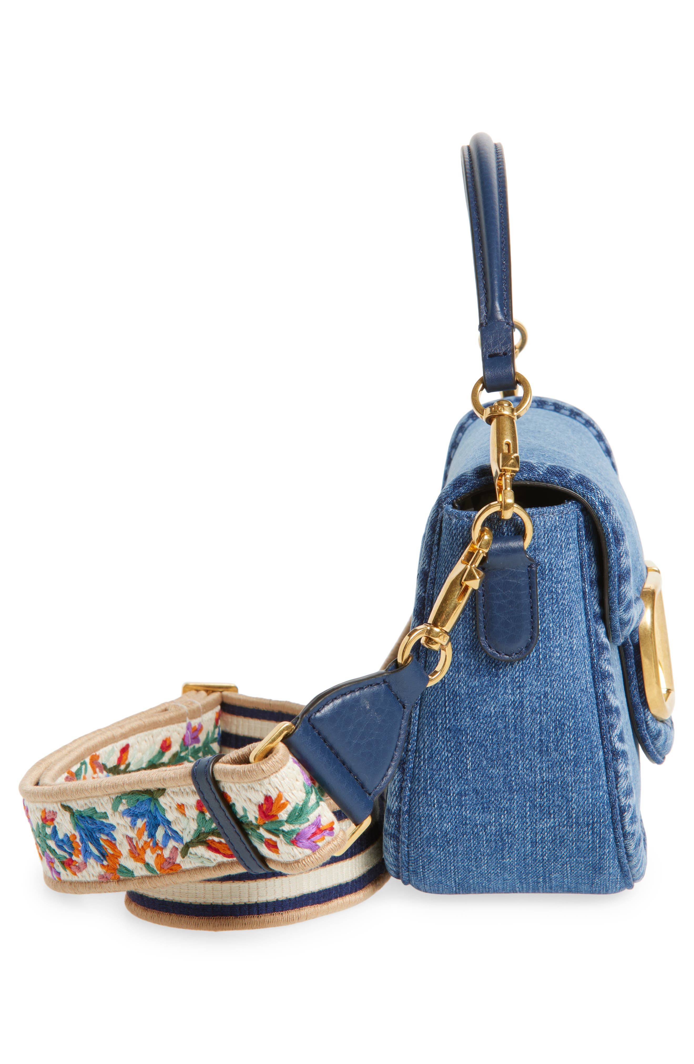 Valentino Garavani Alltime Denim Shoulder Bag, Alternate, color, Dark Denim