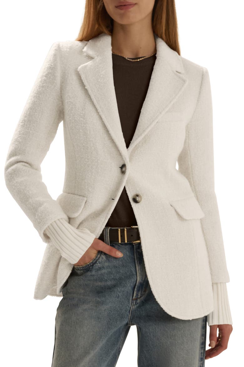 The City Layered Tweed Blazer, Main, color, WHITE BOUCLE