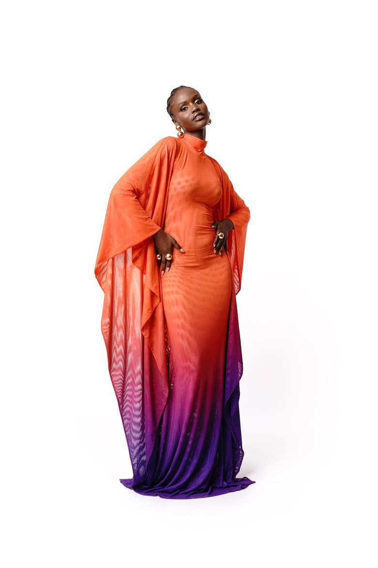 Luna Kaftan Maxi Dress, Main, color, Orange/purple