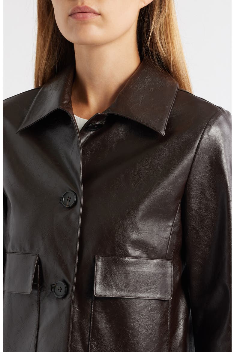Faux Leather Crop Shirt Jacket, Alternate, color, DEEP MAHOGANY