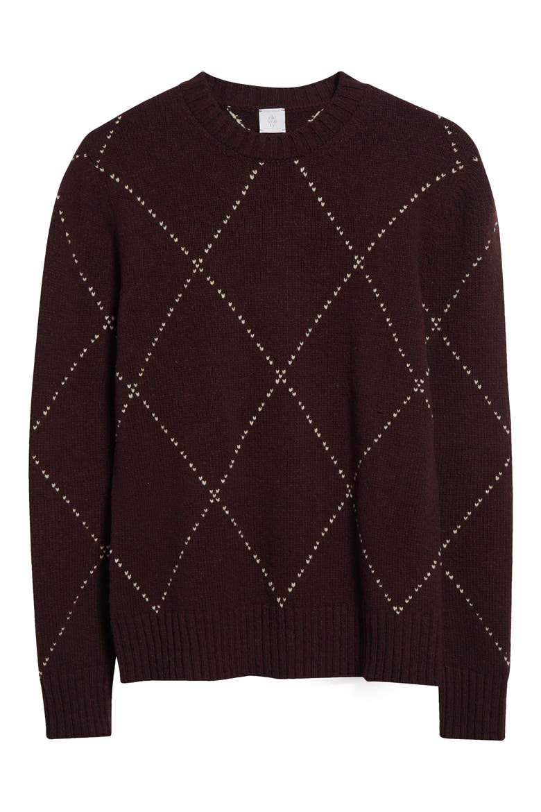 Argyle Wool Crewneck Sweater, Alternate, color, BAROLO SAND