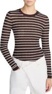 FRAME Striped Pointelle Crewneck Sweater