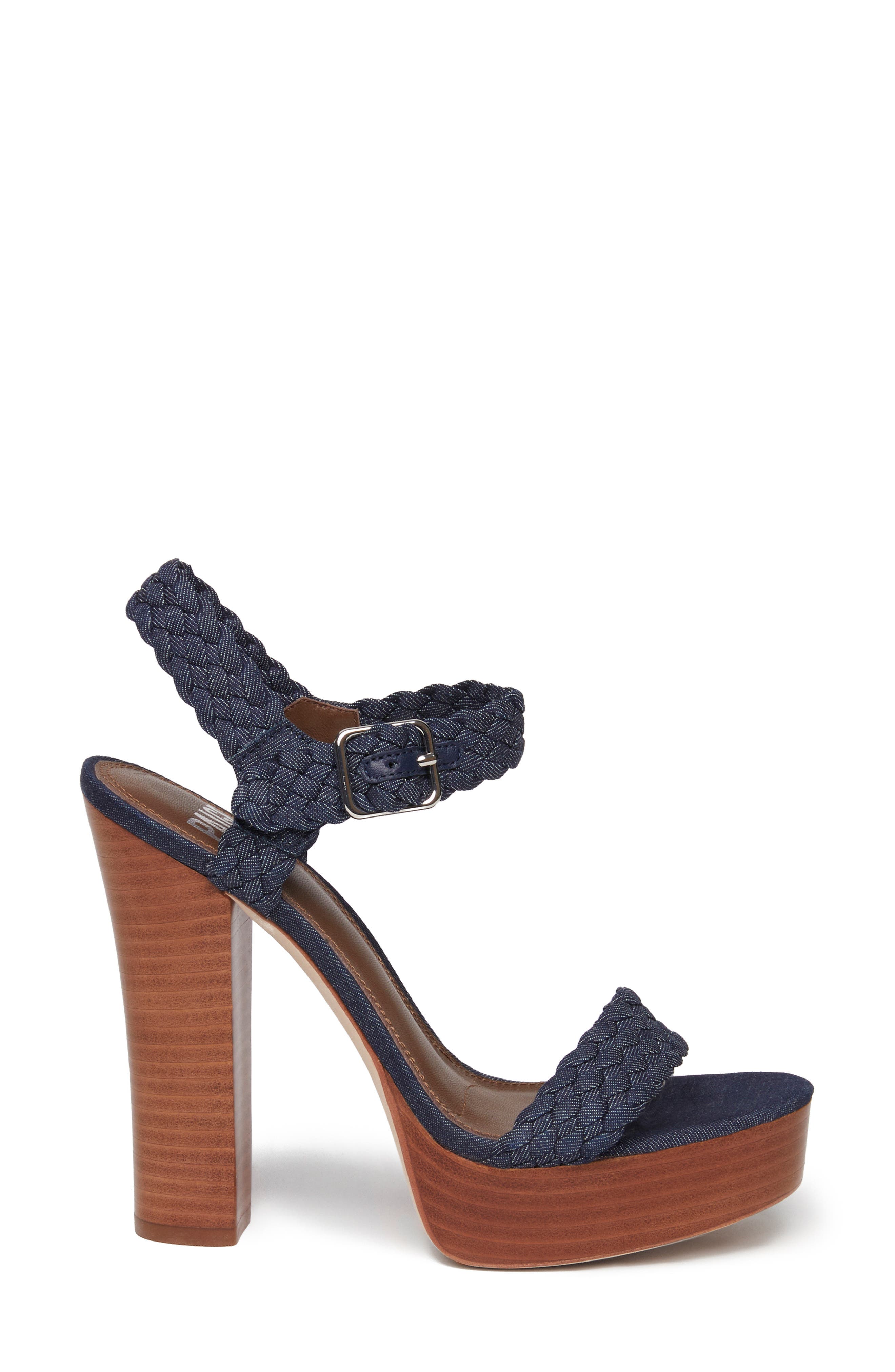 PAIGE Denim Ankle Strap Platform Sandal, Alternate, color, 