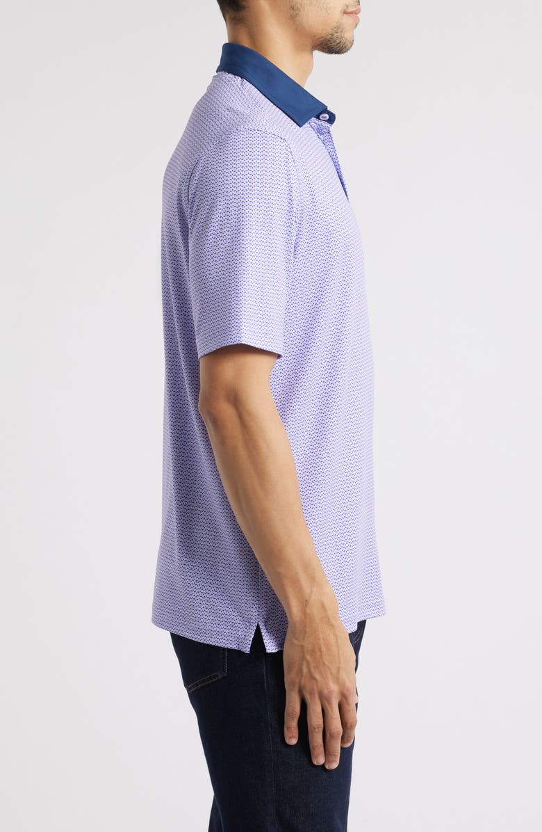 Johnston & Murphy XC4<sup>®</sup> + Cool Degree<sup>™</sup> Geo Print Performance Golf Polo, Alternate, color, Purple/Navy