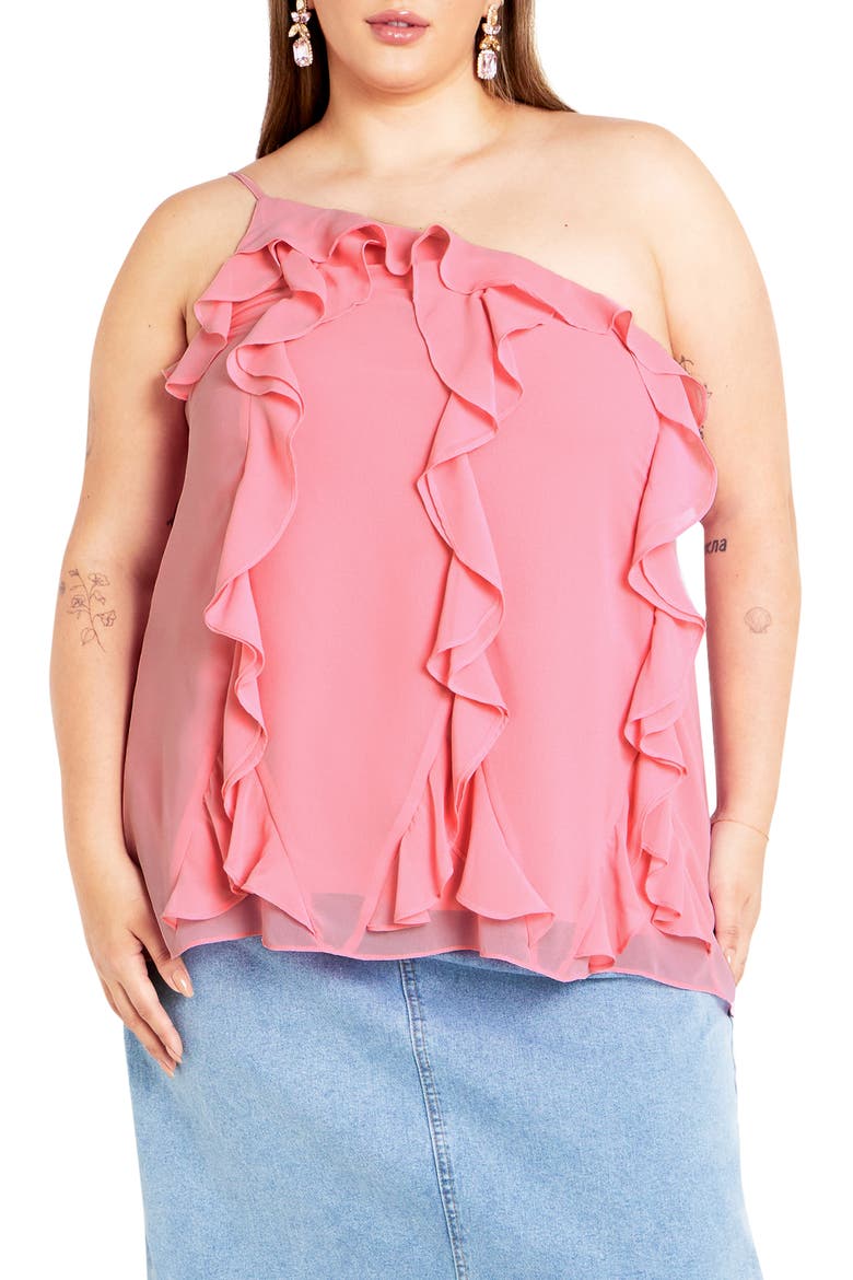 Rita Ruffle One Shoulder Top, Main, color, BABY PINK