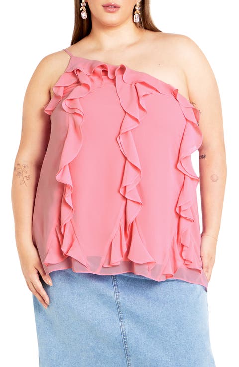 Rita Ruffle One Shoulder Top (Plus)