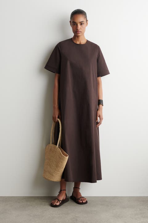 Raw-cut Cotton Midi Dress