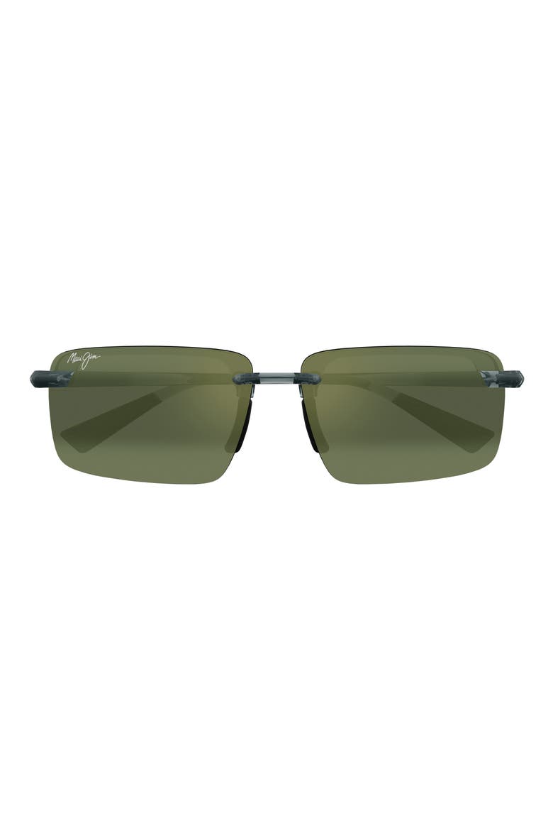 Laulima 61mm PolarizedPlus2® Gradient Rectangular Sunglasses, Main, color, GREEN/ MAUI