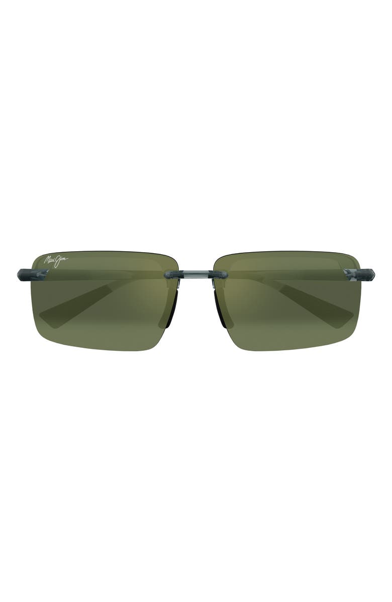 Maui Jim Laulima 61mm PolarizedPlus2<sup>®</sup> Gradient Rectangular Sunglasses, Main, color, Green/ Maui