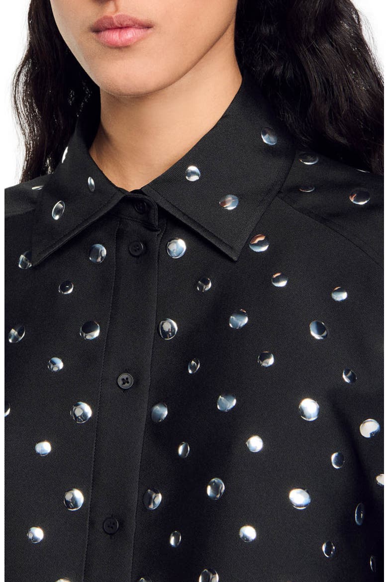 Stud-embellished shirt, Alternate, color, Black