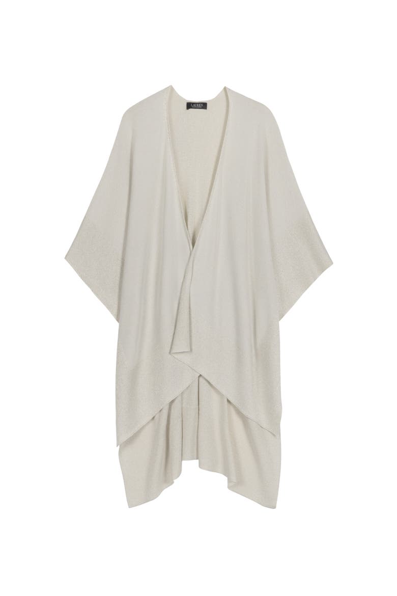 Shine Border Tissue Weight Ruana, Main, color, Cream/Champagne