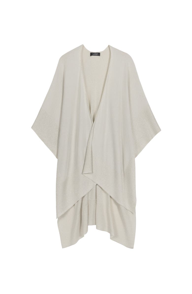 Lauren Ralph Lauren Shine Border Tissue Weight Ruana, Main, color, Cream/Champagne