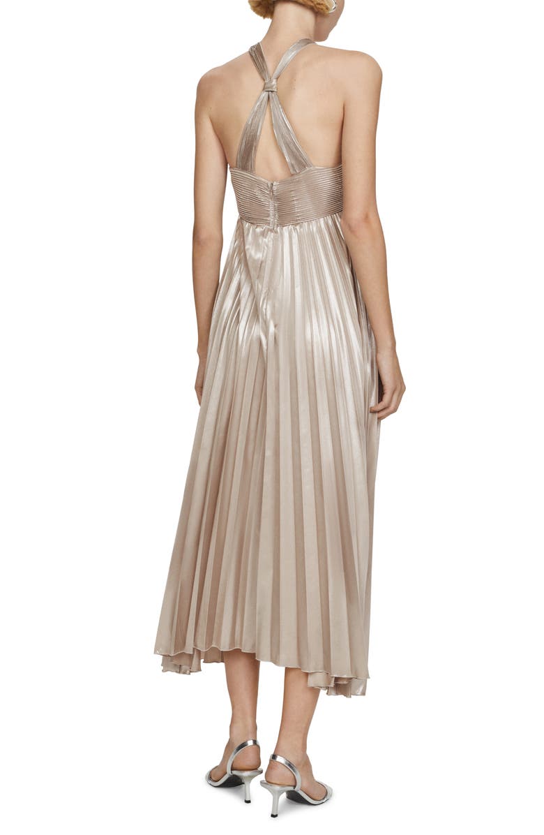 MANGO Pleated Cross Back Dress, Alternate, color, 