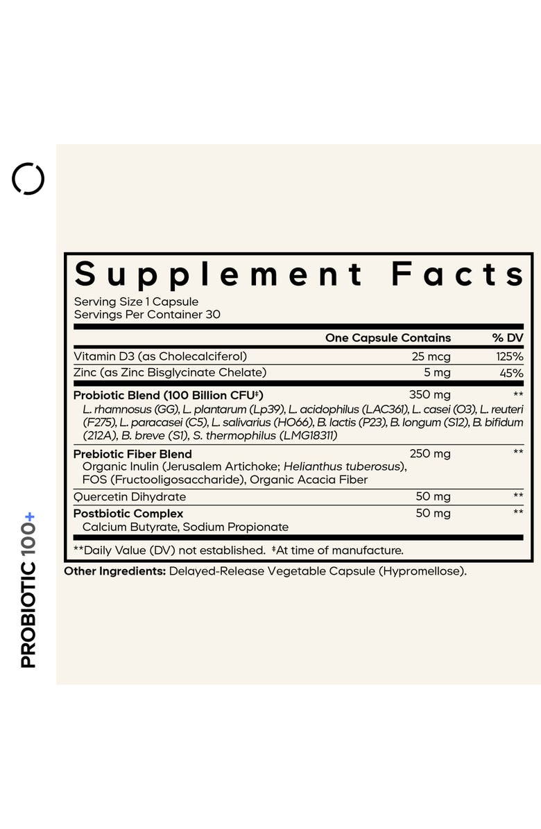 Codeage Probiotic+ 100B CFU, 12 Strains, Pre/Postbiotics, D3 Supplement, Alternate, color, White