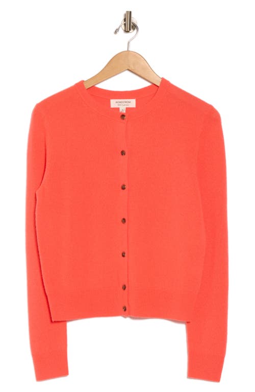 Nordstrom Crewneck Cashmere Cardigan In Red