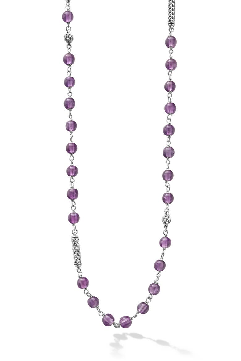 Caviar Icon Amethyst Bead Dual Layer Necklace, Alternate, color, AMATHYST