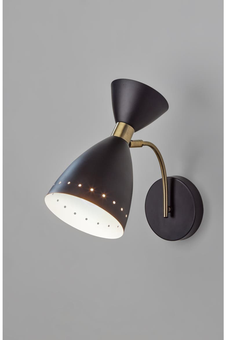 Oscar Wall Light, Alternate, color, BLACK W. ANTIQUE BRASS ACCENTS