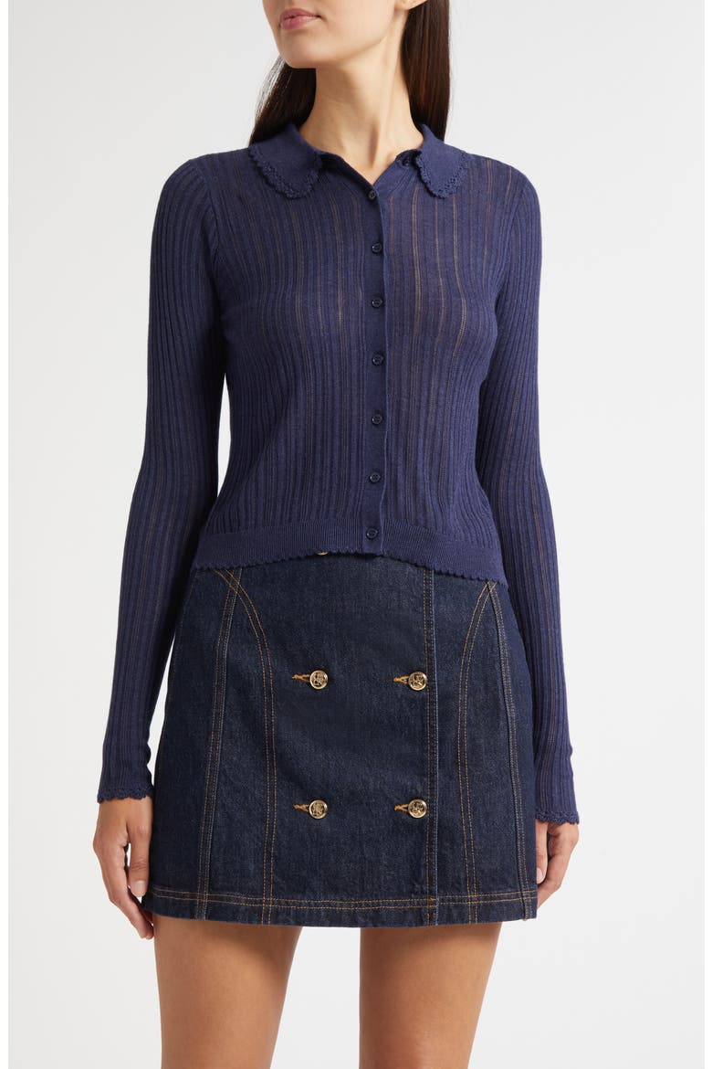 Lottie Pointelle Rib Cardigan, Main, color, MIDNIGHT