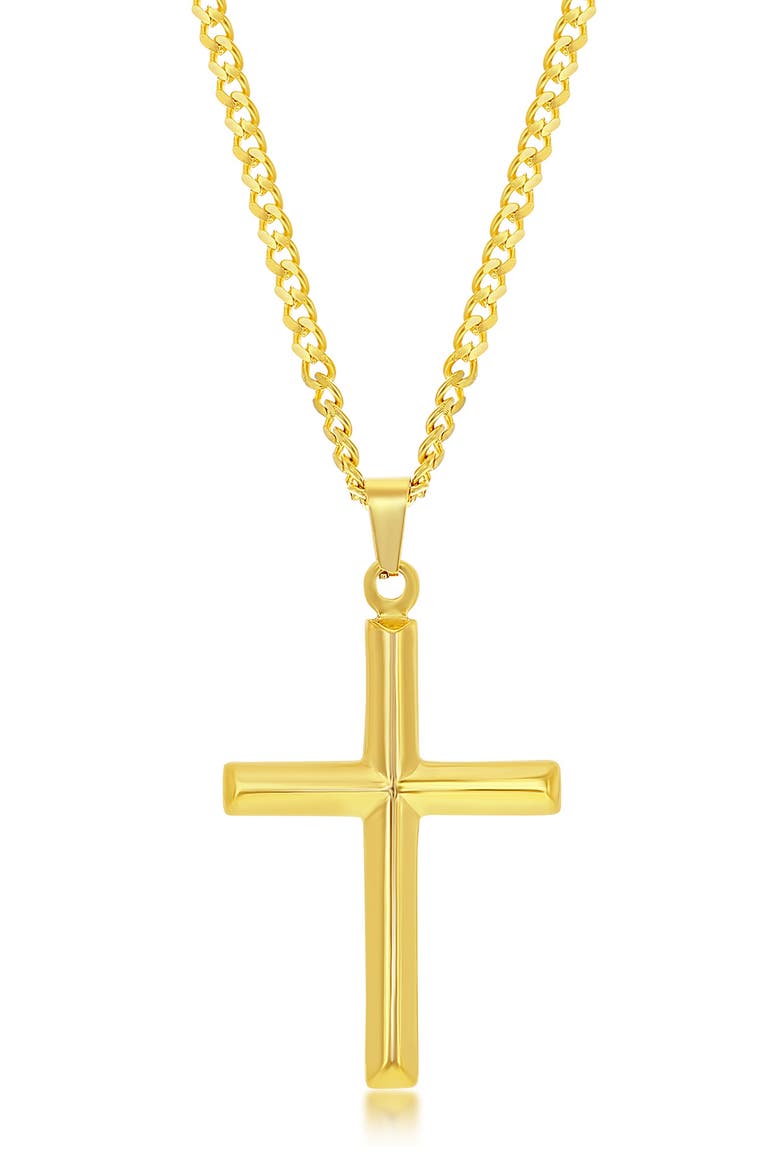 Men's Stainless Steel 3D Cross Pendant Necklace, Main, color, GOLD