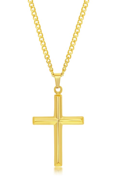 Men's Stainless Steel 3D Cross Pendant Necklace
