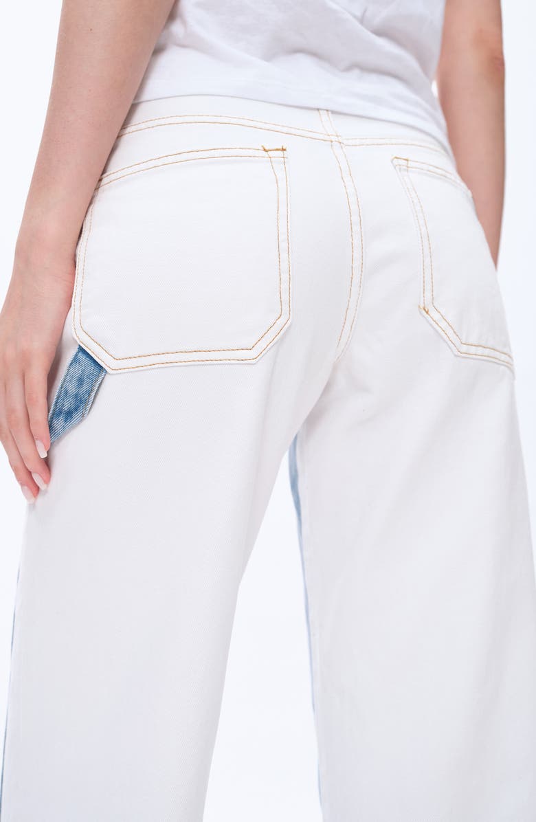 Bayeas Jeremy Two-Tone High Waist Wide Leg Jeans, Alternate, color, Cream