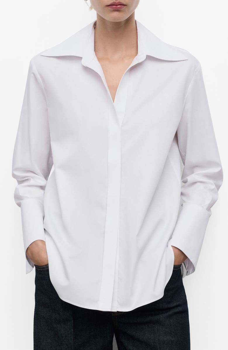 MANGO Button-Down Woven Shirt, Main, color, Off White