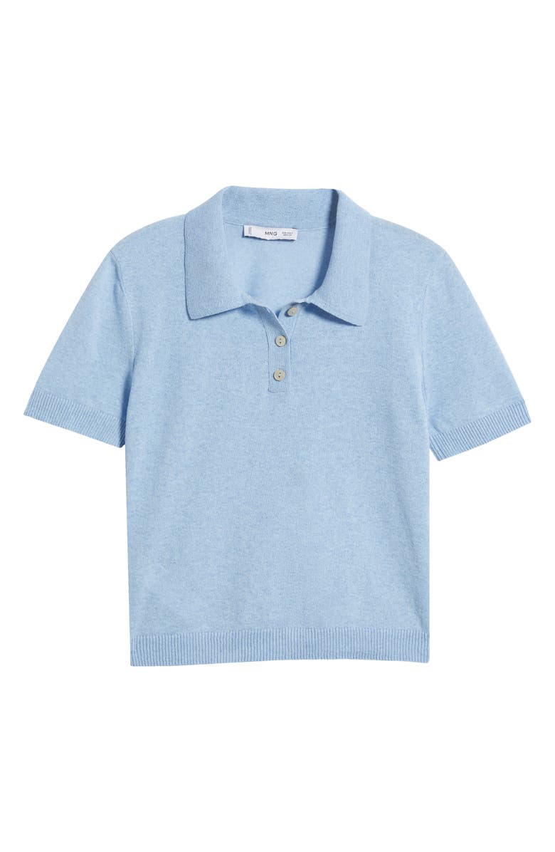 MANGO Cielo Short Sleeve Polo Sweater, Alternate, color, Blue